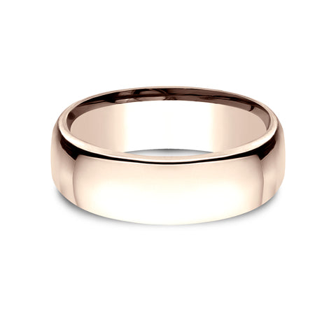 Benchmark Classic European 7.5mm Rose Gold Comfort Fit Mens Wedding Band