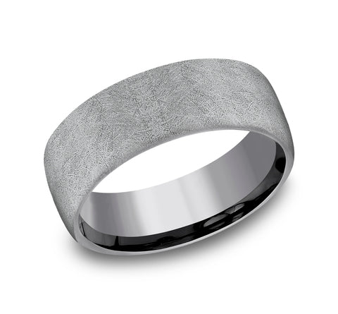 Benchmark The Aurora 8mm Grey Tantalum Swirl Finish Wedding Band