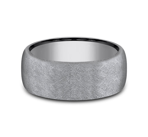 Benchmark The Aurora 8mm Grey Tantalum Swirl Finish Wedding Band