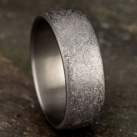 Benchmark The Aurora 8mm Grey Tantalum Swirl Finish Wedding Band