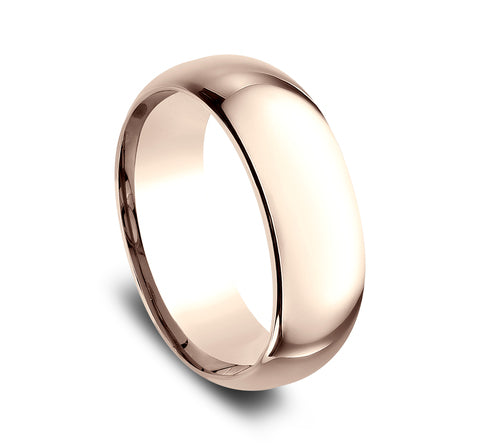 Benchmark Classic 8mm Rose Gold Comfort Fit High Polish Wedding Band