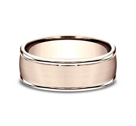 Benchmark Washington Comfort-Fit 8MM Rose Gold Satin Finish Wedding Band