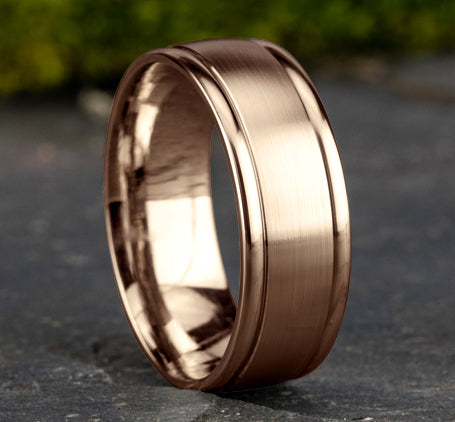Benchmark Washington Comfort-Fit 8MM Rose Gold Satin Finish Wedding Band