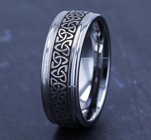 Benchmark Limerick 8mm Tungsten Celtic Knot Wedding Band