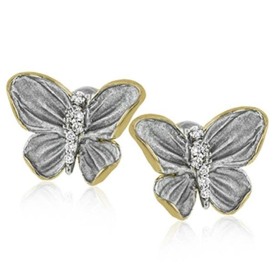 Simon G. 18K White & Yellow Gold Organic Allure Diamond Butterfly Earrings
