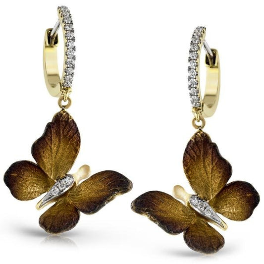 Simon G. 18K Yellow Gold Organic Allure Diamond Dangle Butterfly Earrings