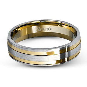 Simon G. 6mm White and Rose Gold Two-Tone Men's Wedding Ring