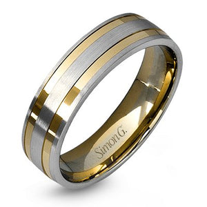 Simon G. 6mm White and Rose Gold Two-Tone Men's Wedding Ring