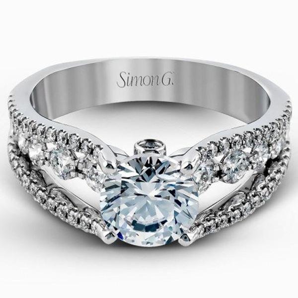 Simon G. Contemporary Cathedral Tension Set Style Diamond Engagement Ring