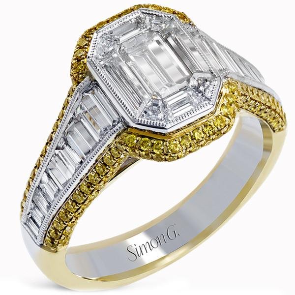 Simon G. Emerald Cut Mosaic Diamond Engagement Ring