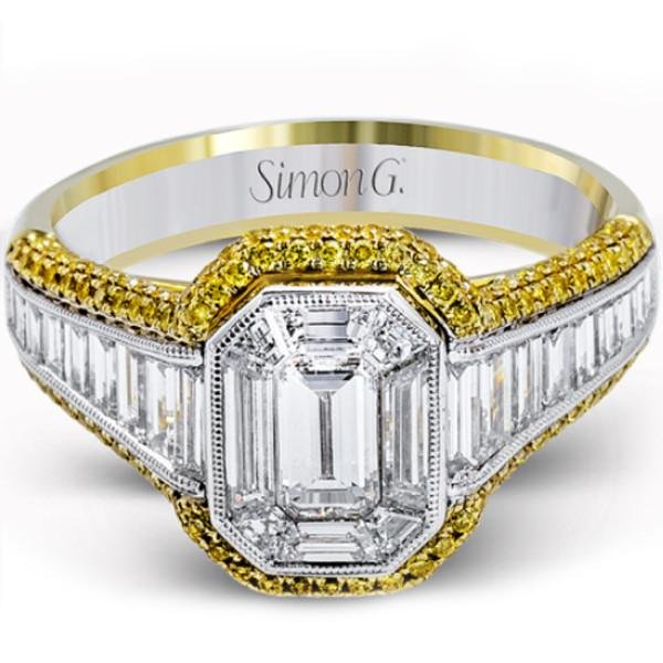Simon G. Emerald Cut Mosaic Diamond Engagement Ring