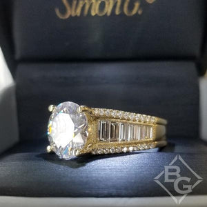 Simon G. Large Center "Cathedral Style" Side Baguette Diamond Engagement Ring
