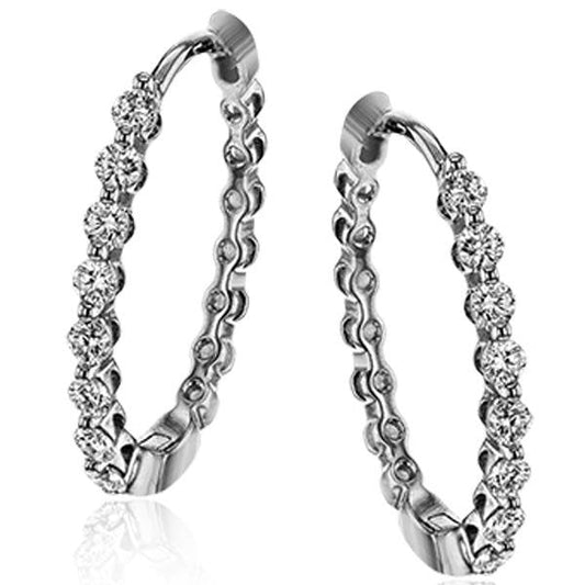 Simon G. Oval Shaped Skinny Diamond Hoop Earrings