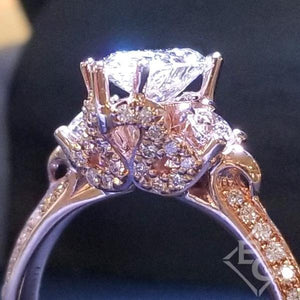 Simon G. Three Stone Vintage Style Engagement Ring