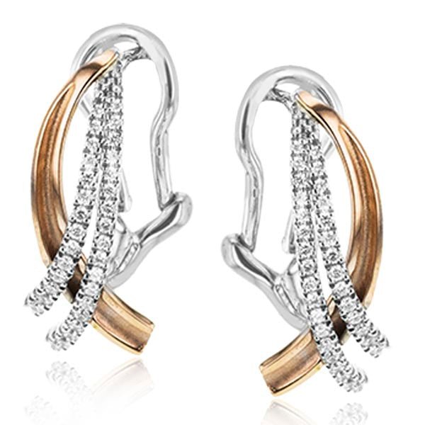 Simon G. Two-Tone Graduating Diamond Wave Earrings