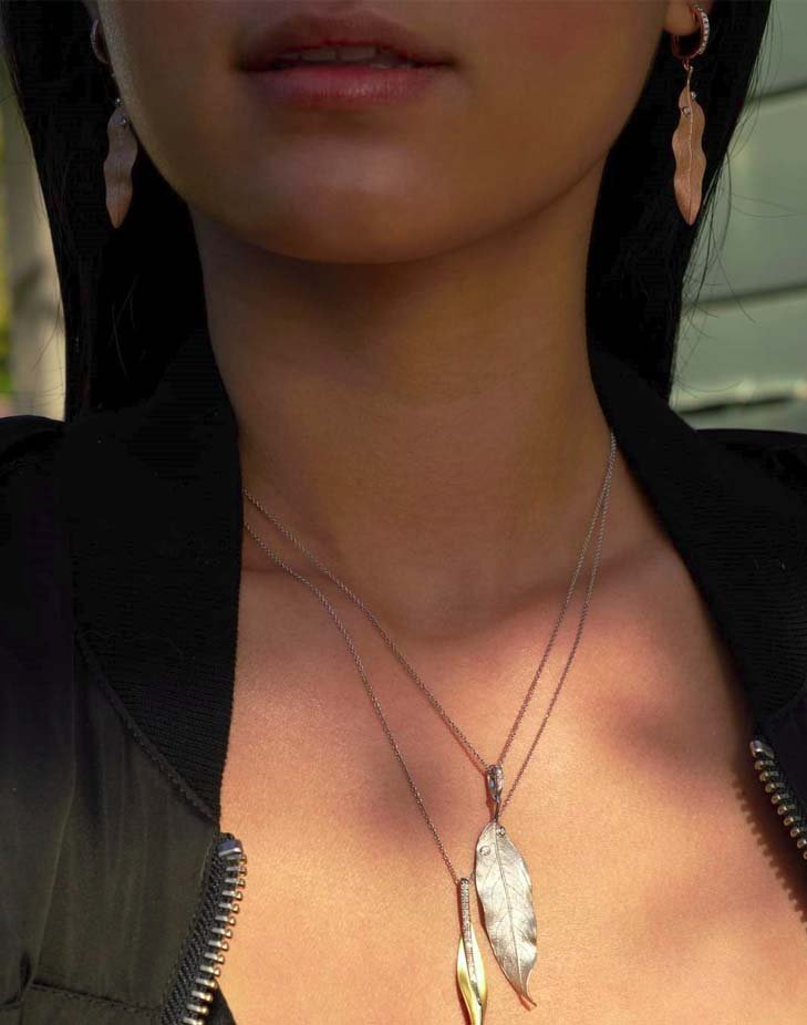 Simon G. Yellow Gold Fallen Leaves Pendant