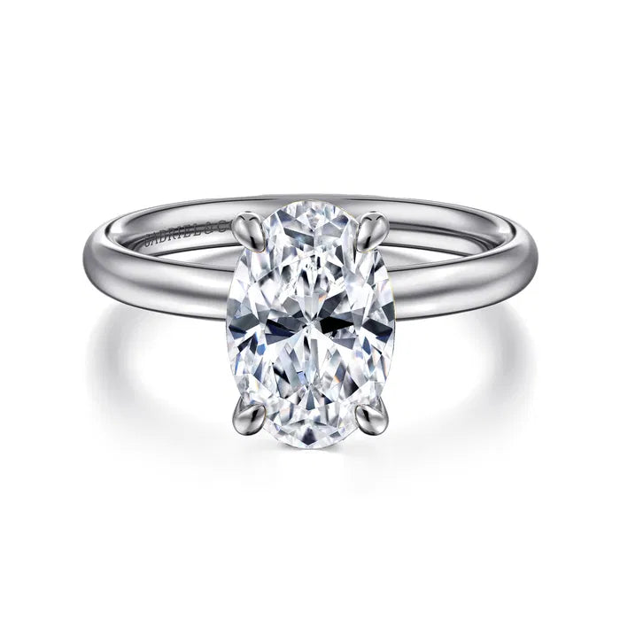 Gabriel & Co. Unite 14K White Gold Contemporary Oval Solitaire 3.00 Carat Diamond Engagement Ring