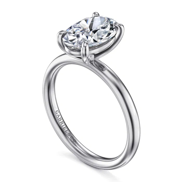 Gabriel & Co. Unite 14K White Gold Contemporary Oval Solitaire 3.00 Carat Diamond Engagement Ring