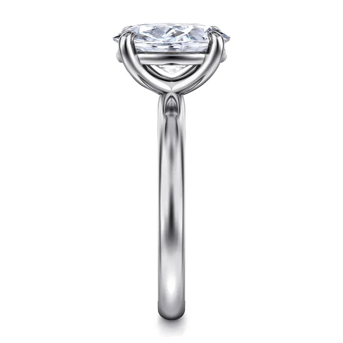 Gabriel & Co. Unite 14K White Gold Contemporary Oval Solitaire 3.00 Carat Diamond Engagement Ring