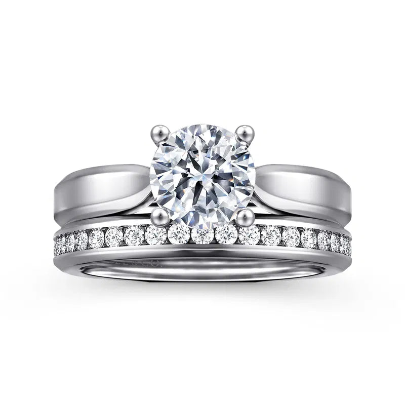 Gabriel & Co. White Gold Jamie Round Solitaire 1.25-carat round-cut diamond Engagement Wedding Ring Set 