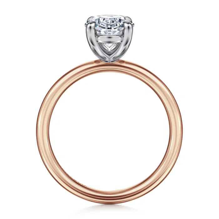 Gabriel & Co. Unite Two-Tone 14K White & Rose Gold Contemporary Oval Solitaire 3.00 Carat Diamond Engagement Ring