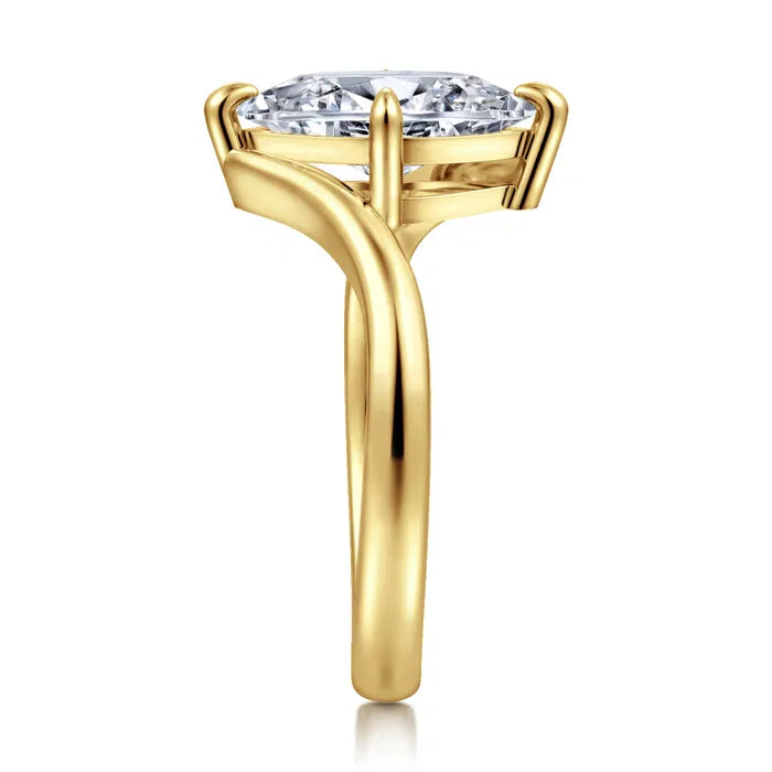 Gabriel & Co. Rosette 14K Yellow Gold Contemporary Bypass 1.5 Carat Marquise Solitaire Diamond Engagement Ring