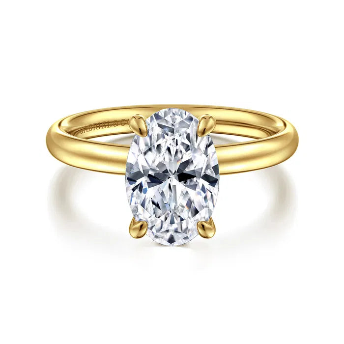 Gabriel & Co. Unite 14K Yellow Gold Contemporary Oval Solitaire 3.00 Carat Diamond Engagement Ring