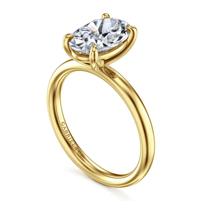 Gabriel & Co. Unite 14K Yellow Gold Contemporary Oval Solitaire 3.00 Carat Diamond Engagement Ring
