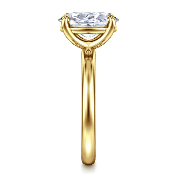Gabriel & Co. Unite 14K Yellow Gold Contemporary Oval Solitaire 3.00 Carat Diamond Engagement Ring