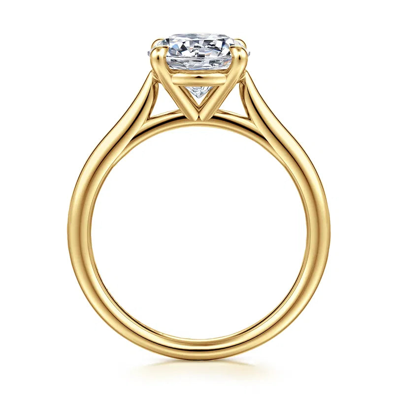 Gabriel & Co. Bena Yellow Gold Cathedral Round Solitaire Diamond Engagement Ring