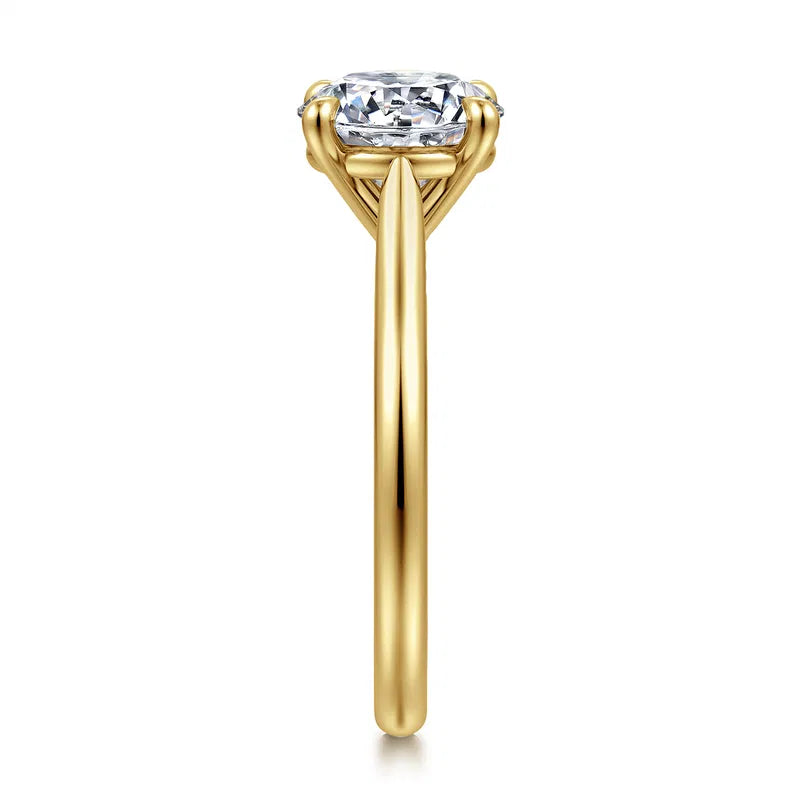 Gabriel & Co. Bena Yellow Gold Cathedral Round Solitaire Diamond Engagement Ring