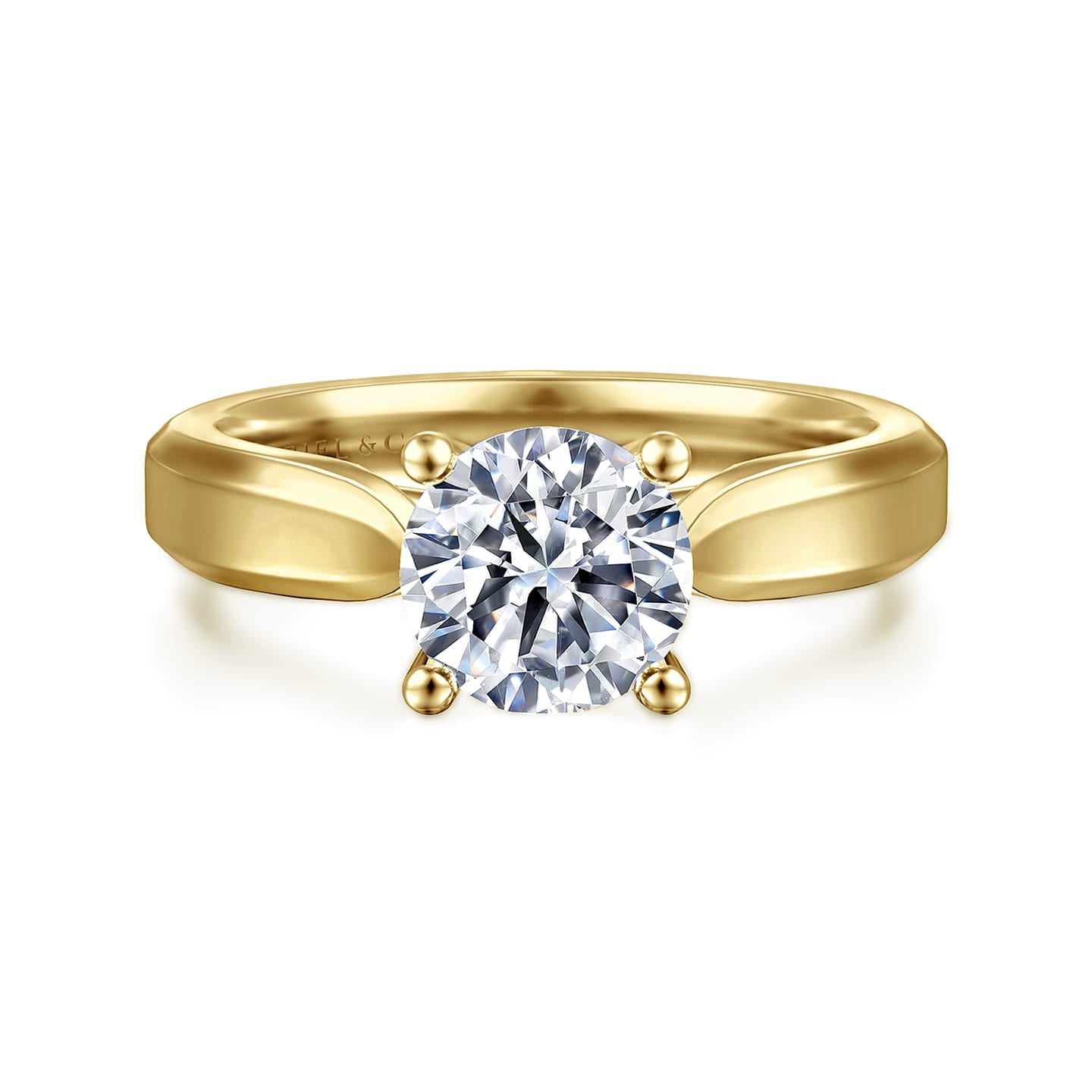 Gabriel & Co. Jamie Yellow Gold 1.25 Carat Round Solitaire Diamond Engagement Ring 
