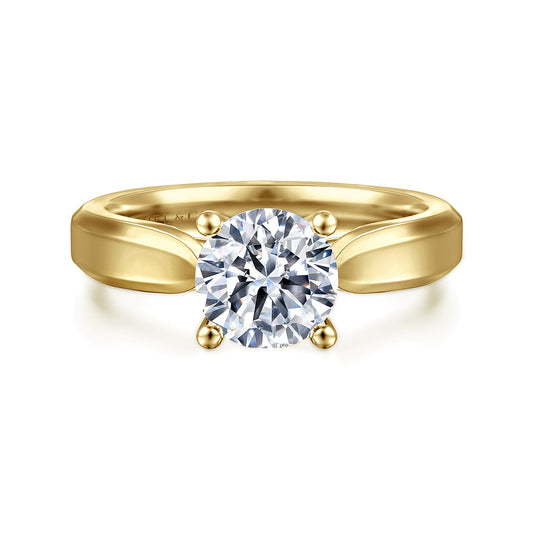 Gabriel & Co. Jamie Yellow Gold 1.25 Carat Round Solitaire Diamond Engagement Ring 