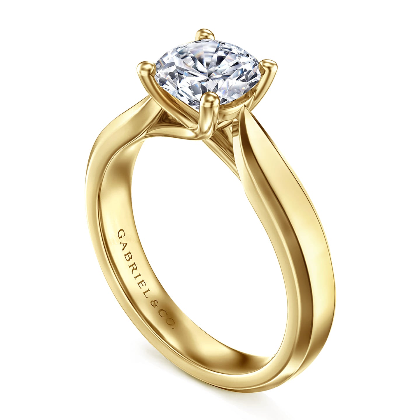 Gabriel & Co. Jamie Yellow Gold 1.25 Carat Round Solitaire Diamond Engagement Ring 