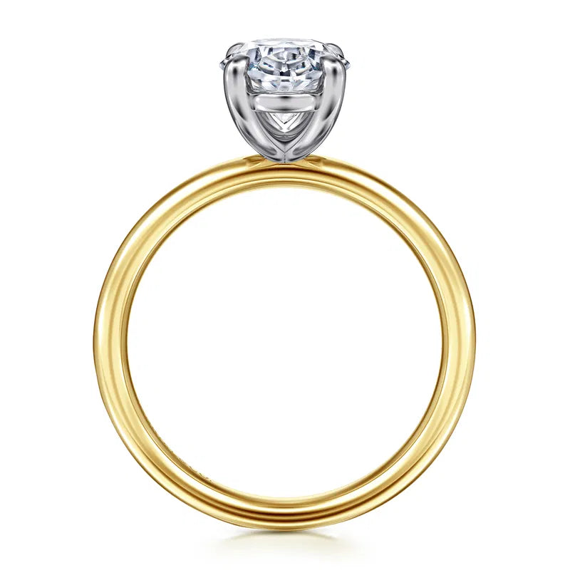 Gabriel & Co. Unite Two-Tone 14K Yellow & White Gold Contemporary Oval Solitaire 3.00 Carat Diamond Engagement Ring