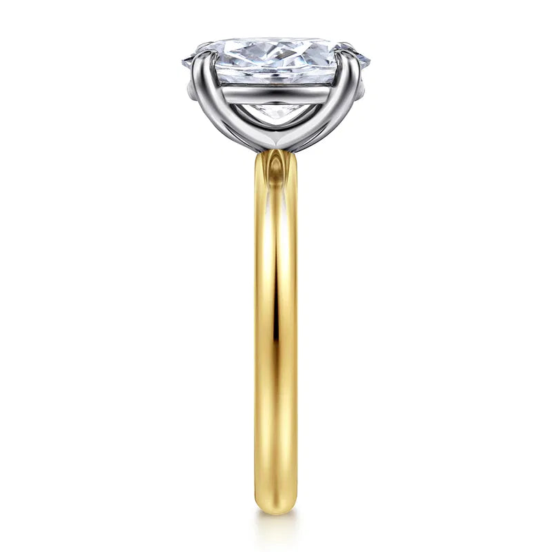 Gabriel & Co. Unite Two-Tone 14K Yellow & White Gold Contemporary Oval Solitaire 3.00 Carat Diamond Engagement Ring