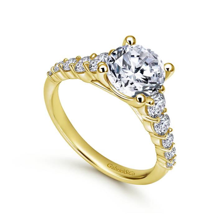 Gabriel & Co. Yellow Gold Darby Graduating Diamond Engagement Ring