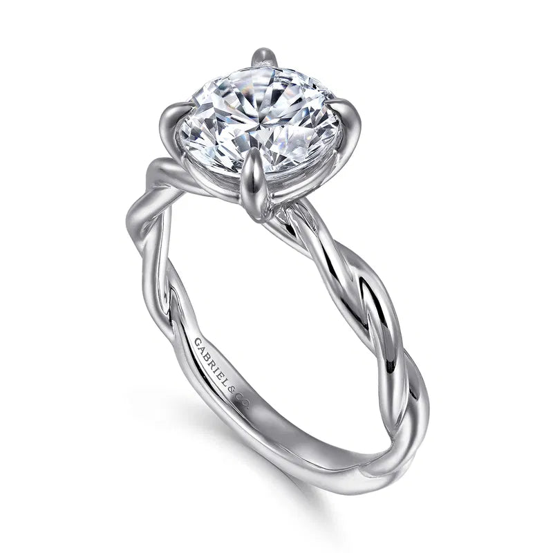 Gabriel & Co. White Gold Emersin Classic Twisted Shank 3.00 ct Diamond Engagement Ring setting