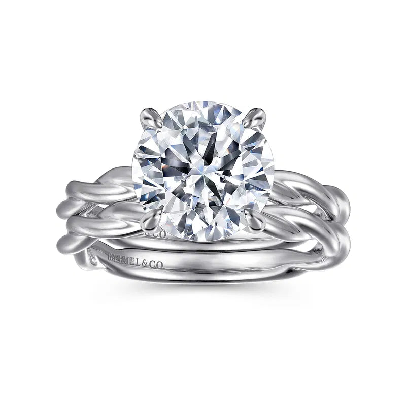 Gabriel & Co. White Gold Emersin Classic Twisted Shank 3.00 carat Diamond Wedding Ring Set 