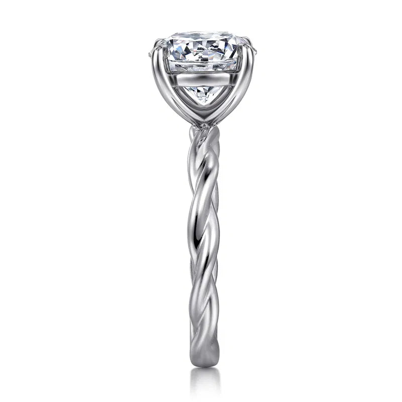 Gabriel & Co. White Gold Emersin Classic Twisted Shank 3.00 carat Diamond Engagement Ring setting.