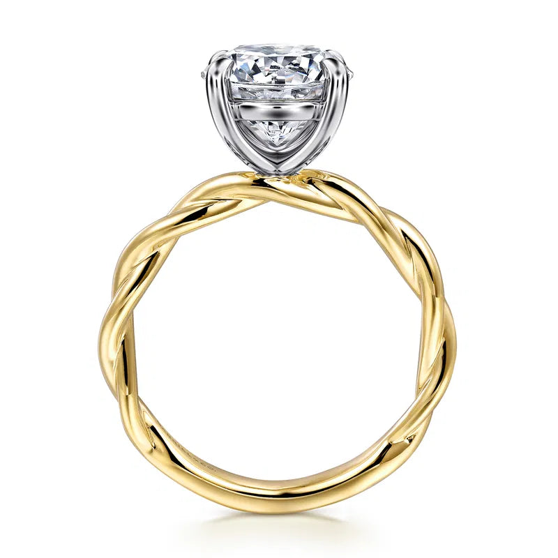 Gabriel & Co. Yellow & White Gold Emersin Classic Twisted Shank 3.00 carat Diamond Engagement Ring 