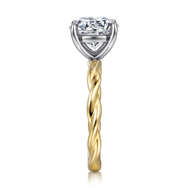 Gabriel & Co. Yellow & White Gold Emersin Classic Twisted Shank 3.00 carat Diamond Engagement Ring 