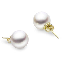 Load image into Gallery viewer, 10-10.5mm 14K Yellow Gold Cultured Freshwater Pearl Stud Earrings
