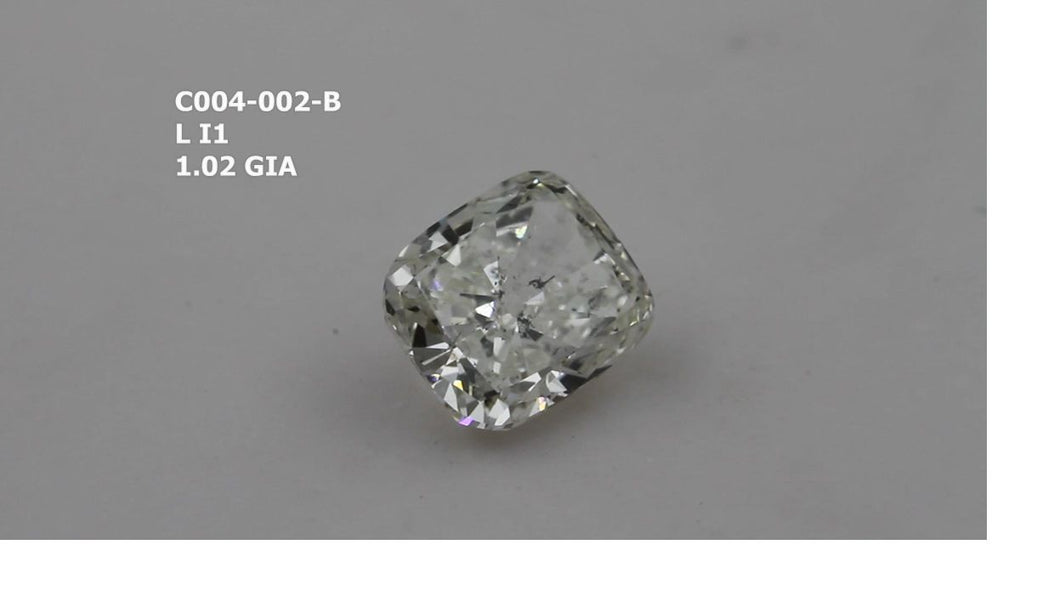 1.02 ct cushion brilliant GIA certified Loose diamond, L color | I1 clarity