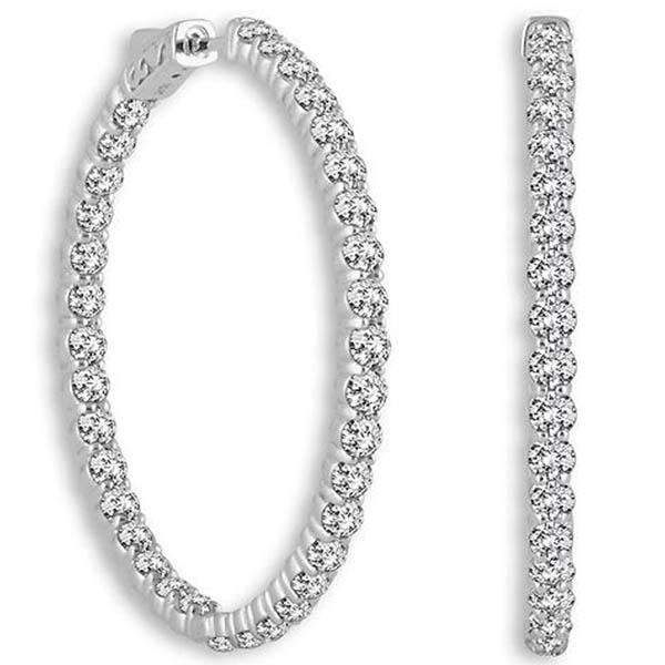 1.5 Inch Diameter Round In & Out Diamond Hoop Earrings