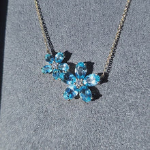 Load and play video in Gallery viewer, Video of Gabriel Lusso Blue Topaz and Diamond Flower Necklace in Box
