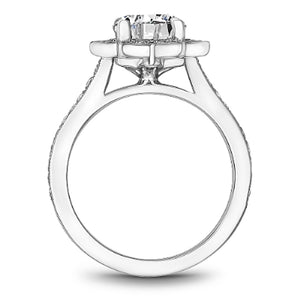 Profile of Noam Carver 14K White Gold Prong Set Scalloped Halo Vintage Style Diamond Engagement Ring