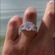 Load and play video in Gallery viewer, BGLG Montauk 5.50 Carat Round &amp; Baguette Lab-Grown Diamond Engagement Ring on Finger
