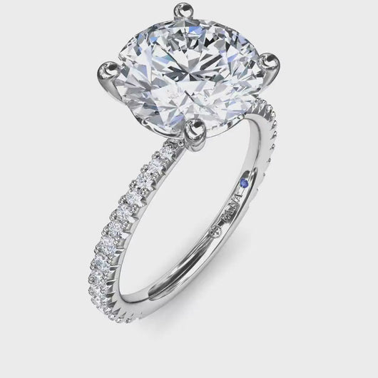 Video of Fana Large Round Cut French Set Diamond Engagement Ring