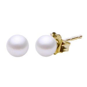 5-5.5mm 14K Yellow Gold Cultured Freshwater Pearl Stud Earrings